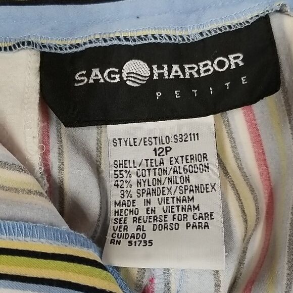 Sag Harbor Pants Women's Size 12 Petites Striped Side Pockets Zip Closure - Picture 6 of 7